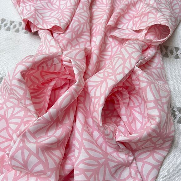 Vintage Coquette Leaf Print Long Sleeve Button Shirt Dress Balletcore Women's 8 - Picture 12 of 12